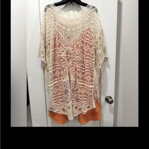 Cream Lace Pancho (coverup)